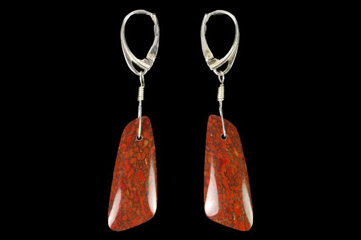Rich, Red Agatized Dinosaur Bone (Gembone) Earrings #146266
